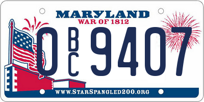 MD license plate 0BC9407