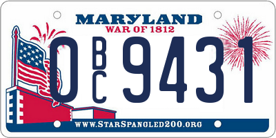 MD license plate 0BC9431