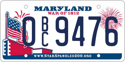 MD license plate 0BC9476