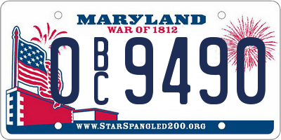 MD license plate 0BC9490