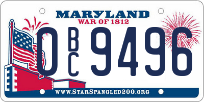 MD license plate 0BC9496