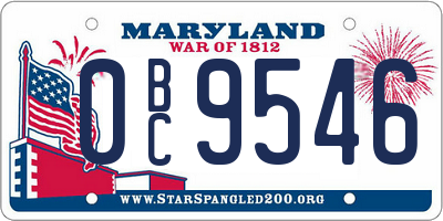 MD license plate 0BC9546