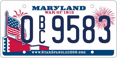 MD license plate 0BC9583