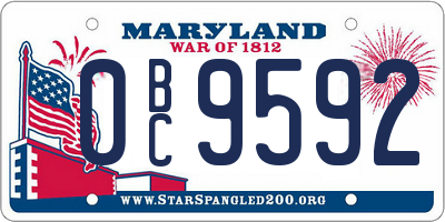 MD license plate 0BC9592