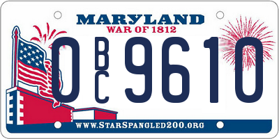 MD license plate 0BC9610
