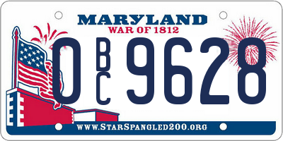 MD license plate 0BC9628