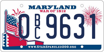 MD license plate 0BC9631