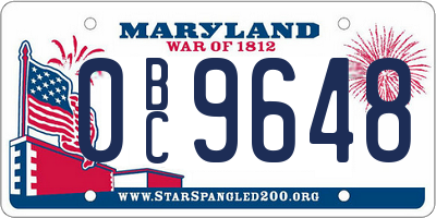 MD license plate 0BC9648
