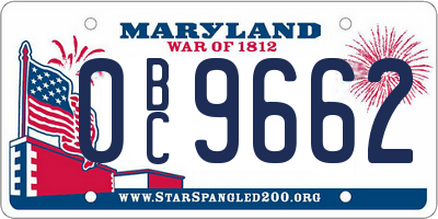 MD license plate 0BC9662