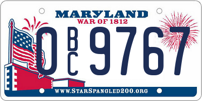 MD license plate 0BC9767