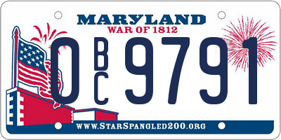 MD license plate 0BC9791