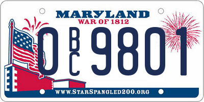 MD license plate 0BC9801