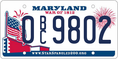 MD license plate 0BC9802
