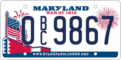 MD license plate 0BC9867