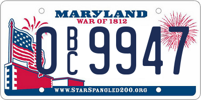 MD license plate 0BC9947