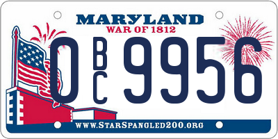 MD license plate 0BC9956