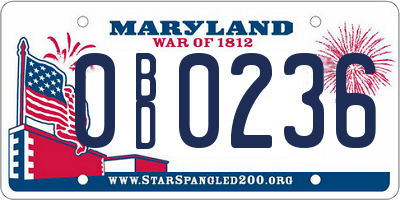MD license plate 0BD0236