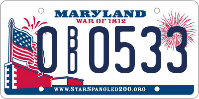 MD license plate 0BD0533