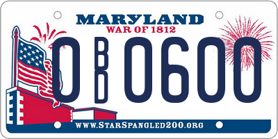 MD license plate 0BD0600