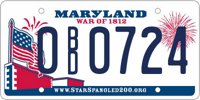 MD license plate 0BD0724