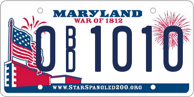 MD license plate 0BD1010