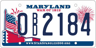 MD license plate 0BD2184