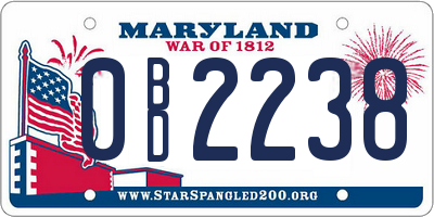 MD license plate 0BD2238