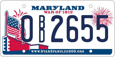 MD license plate 0BD2655