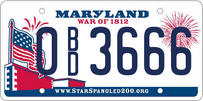 MD license plate 0BD3666