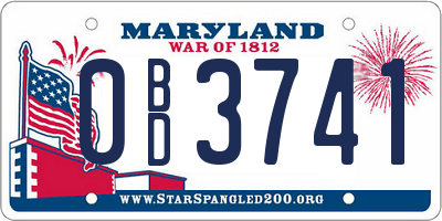 MD license plate 0BD3741