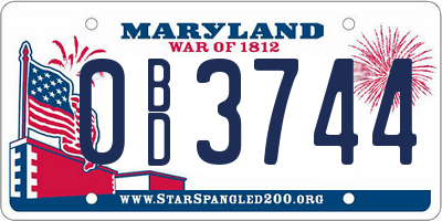 MD license plate 0BD3744