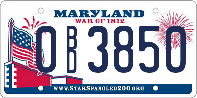 MD license plate 0BD3850