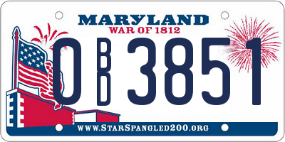 MD license plate 0BD3851