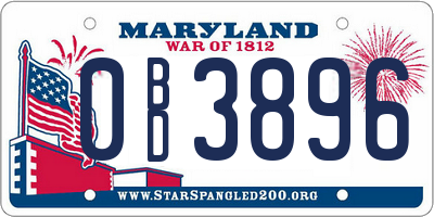 MD license plate 0BD3896