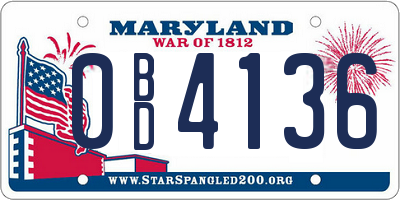 MD license plate 0BD4136