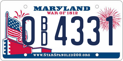 MD license plate 0BD4331