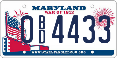 MD license plate 0BD4433
