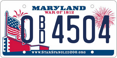 MD license plate 0BD4504