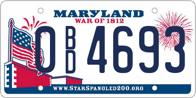 MD license plate 0BD4693