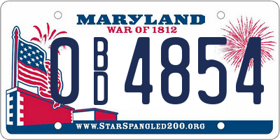 MD license plate 0BD4854