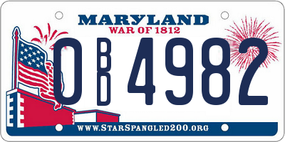 MD license plate 0BD4982
