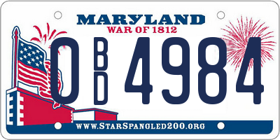 MD license plate 0BD4984