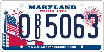 MD license plate 0BD5063