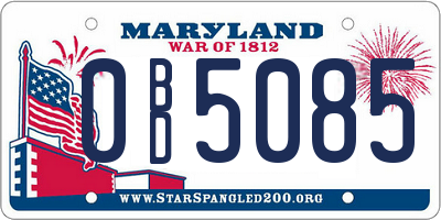 MD license plate 0BD5085