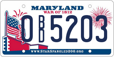 MD license plate 0BD5203