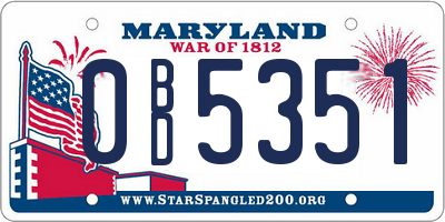 MD license plate 0BD5351