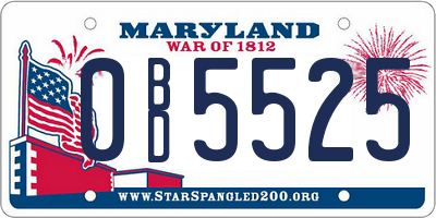 MD license plate 0BD5525