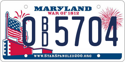 MD license plate 0BD5704