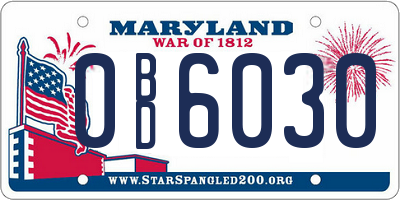 MD license plate 0BD6030