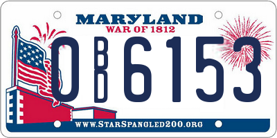MD license plate 0BD6153